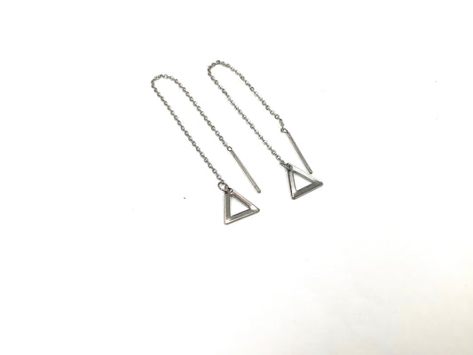 Boucles d'oreilles tombantes Triangles - Rouge Inox