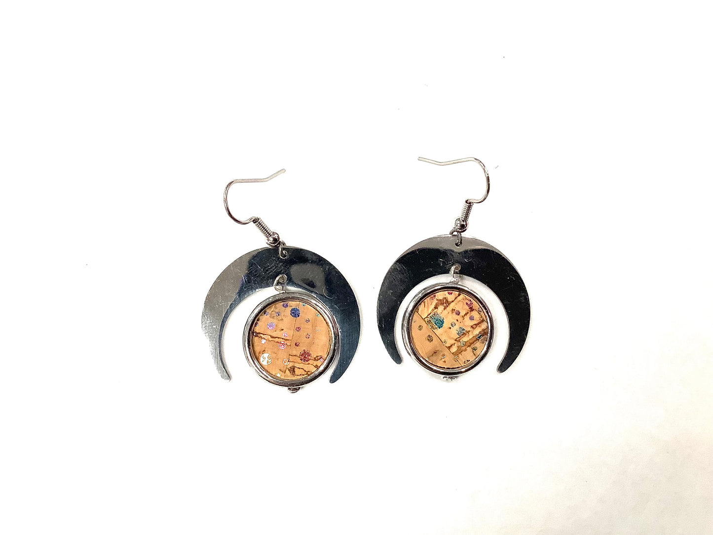 Boucles d'oreilles Lune de cuir arc-en-ciel - Création Fish