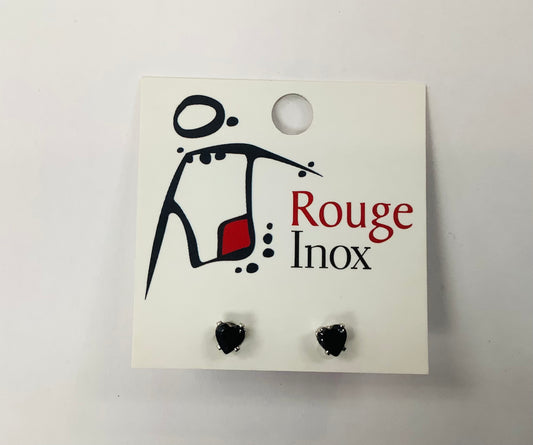 BO zircon coeur noir 3mm- Rouge Inox