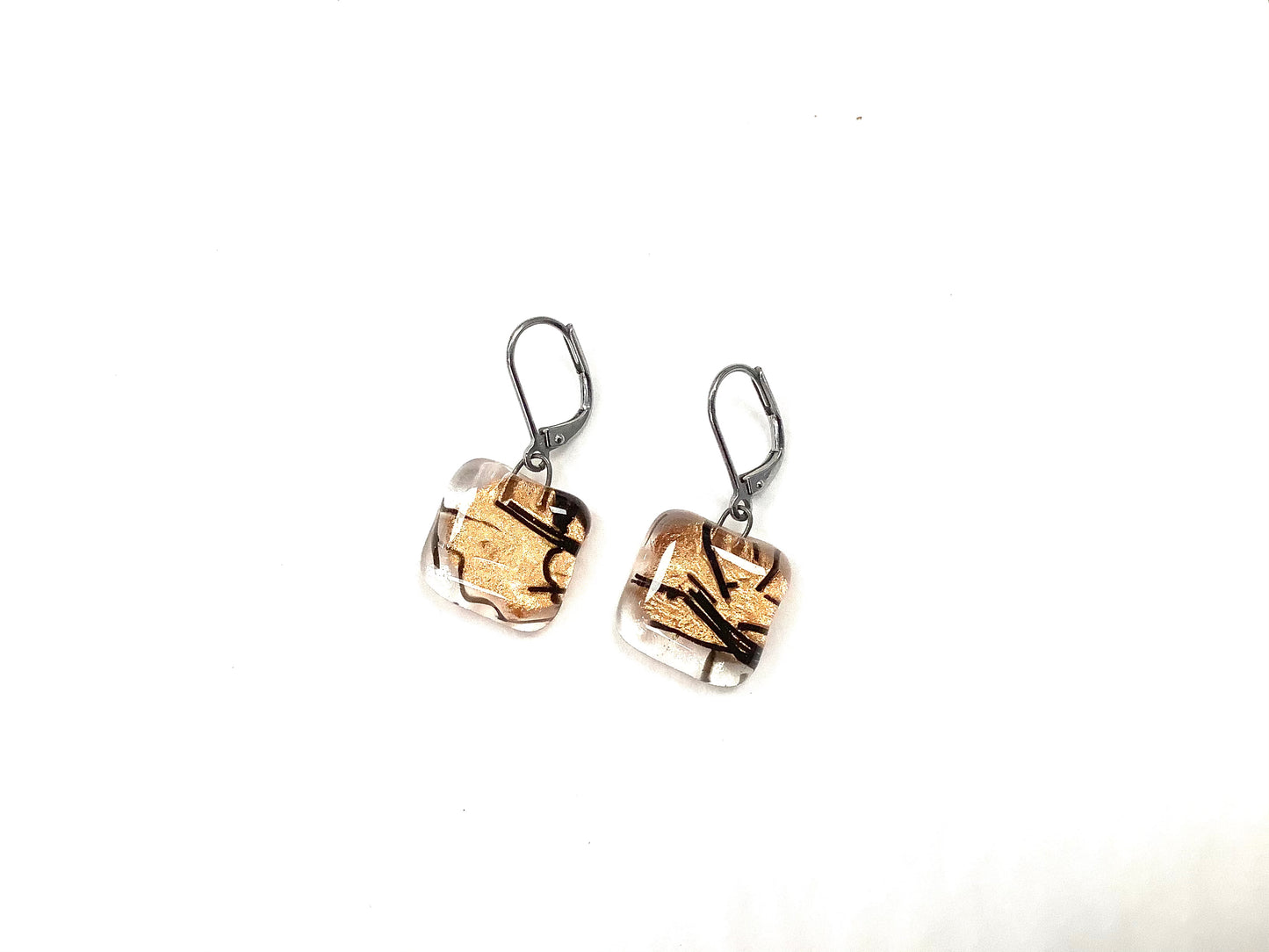 Boucles d'oreille Carré motifs - Créart (plusieurs couleurs disponibles)