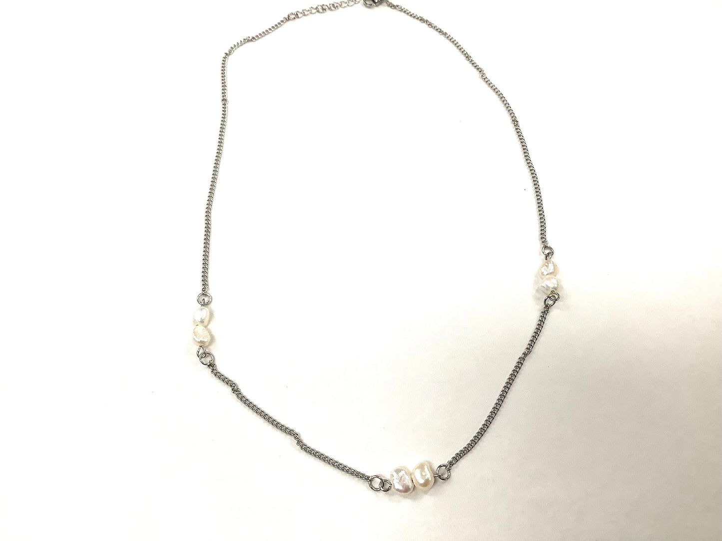 Collier Perlé - Blanc - Rouge Inox