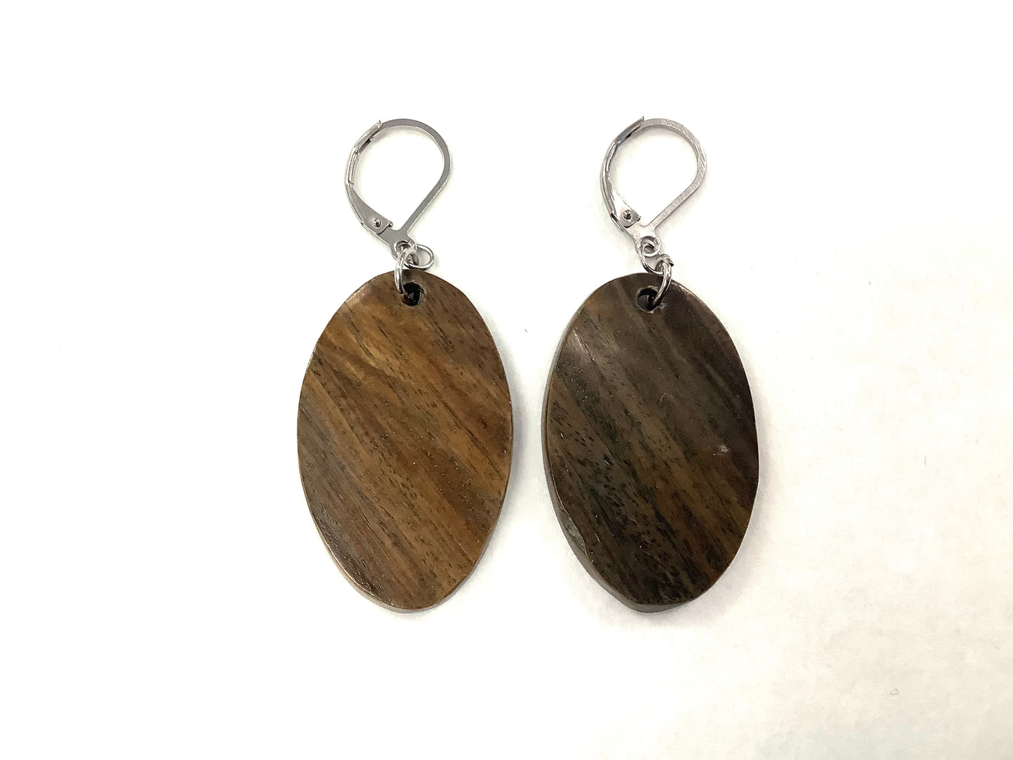 Boucles d'oreilles ovales en bois naturel - MJ Bijoux