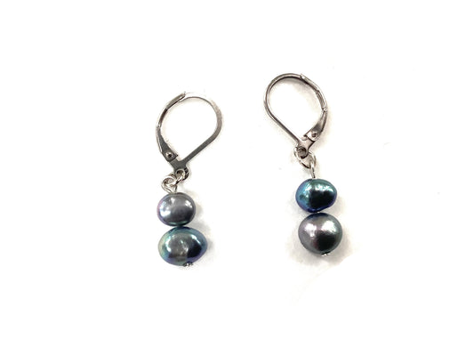 Boucles d'oreilles Double Perle Noir - Rouge Bijoux