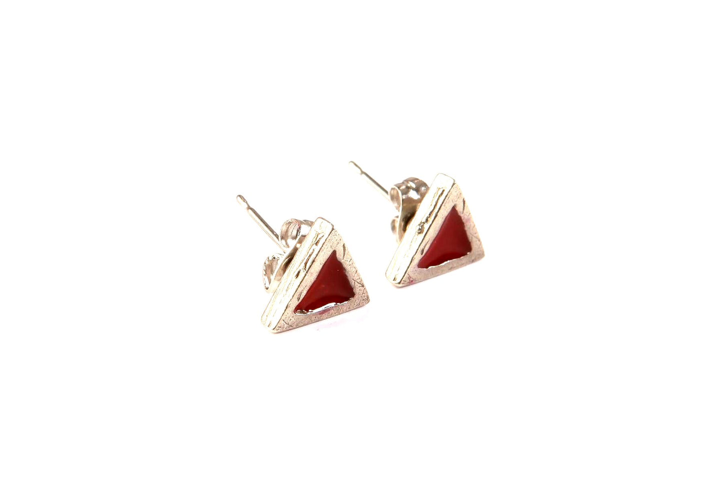 Boucles à l'oreille Triangle Naturel - Rouge Bijoux
