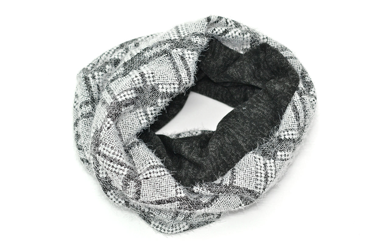 Foulard tube Baluchon gris et blanc