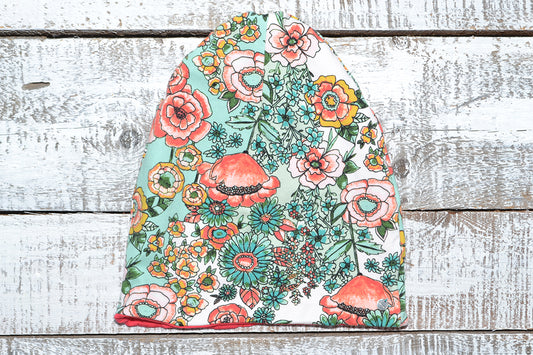 Tuque réversible Baluchon fleurs roses